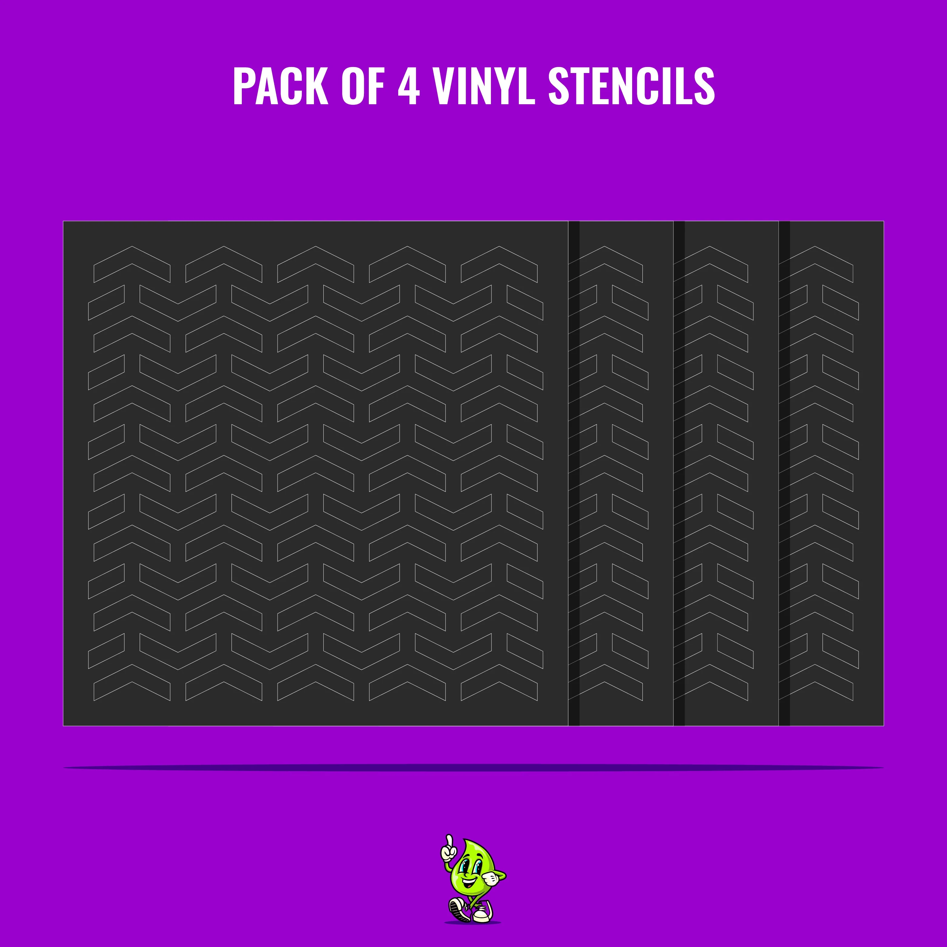 Chevron Vinyl Stencil Pack – Set of 4 - Image 2